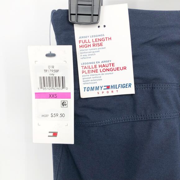 Tommy Hilfiger Womens Active Leggings XXS Navy Blue High Rise Full Length NWT - Picture 7 of 8